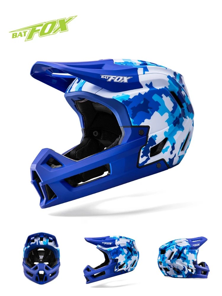 BATFOX Full Face Bike Helmet Off Road Speed Reduction Downhill Protect MTB Bicycle Helmet BMX Riding Racing Gear Cycling Helmets