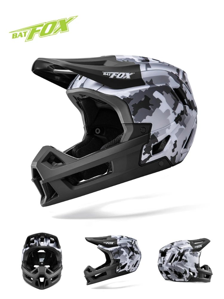 BATFOX Full Face Bike Helmet Off Road Speed Reduction Downhill Protect MTB Bicycle Helmet BMX Riding Racing Gear Cycling Helmets