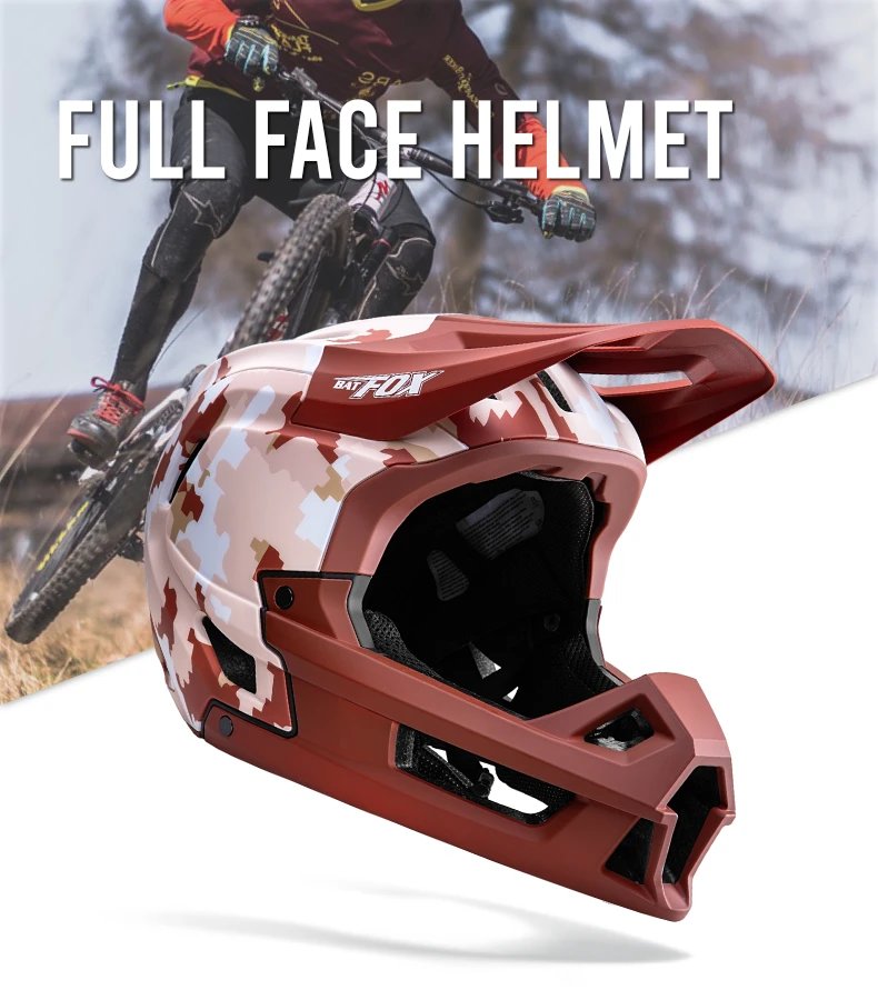 BATFOX Full Face Bike Helmet Off Road Speed Reduction Downhill Protect MTB Bicycle Helmet BMX Riding Racing Gear Cycling Helmets