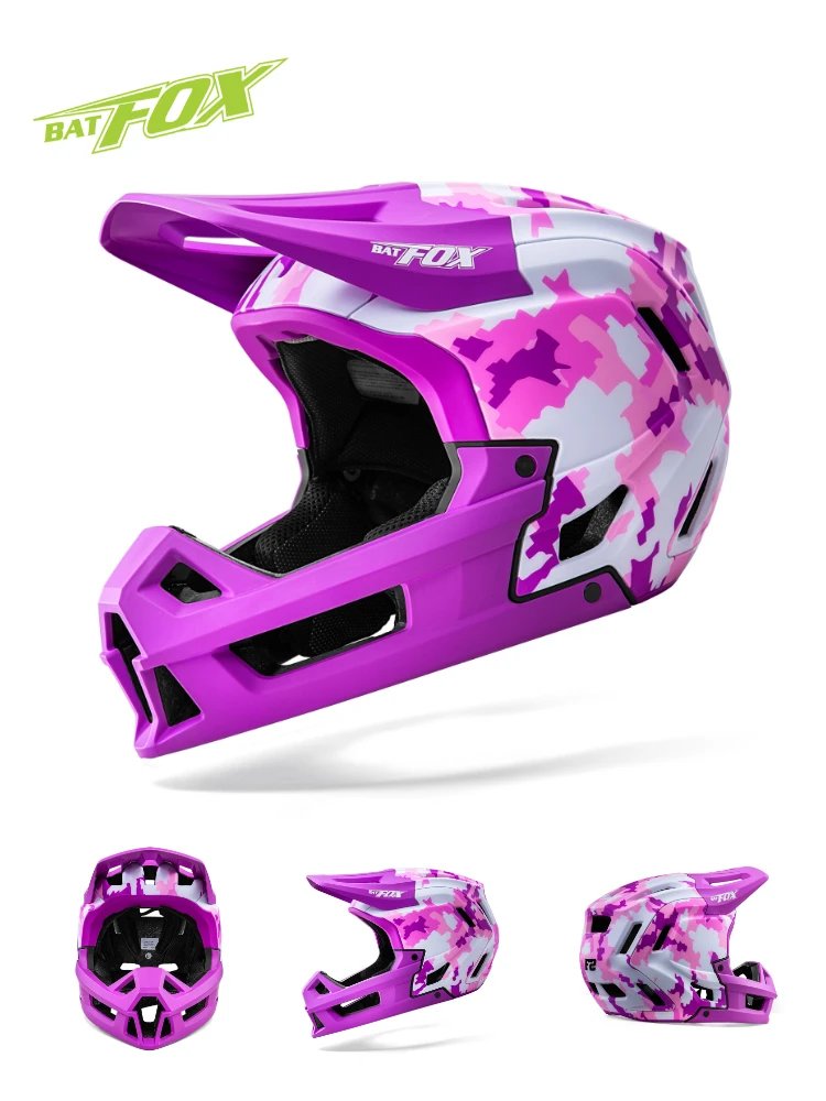 BATFOX Full Face Bike Helmet Off Road Speed Reduction Downhill Protect MTB Bicycle Helmet BMX Riding Racing Gear Cycling Helmets