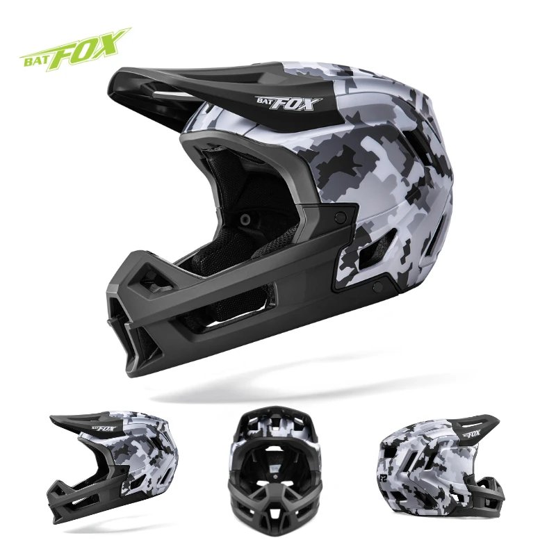 BATFOX Full Face Bike Helmet Off Road Speed Reduction Downhill Protect MTB Bicycle Helmet BMX Riding Racing Gear Cycling Helmets
