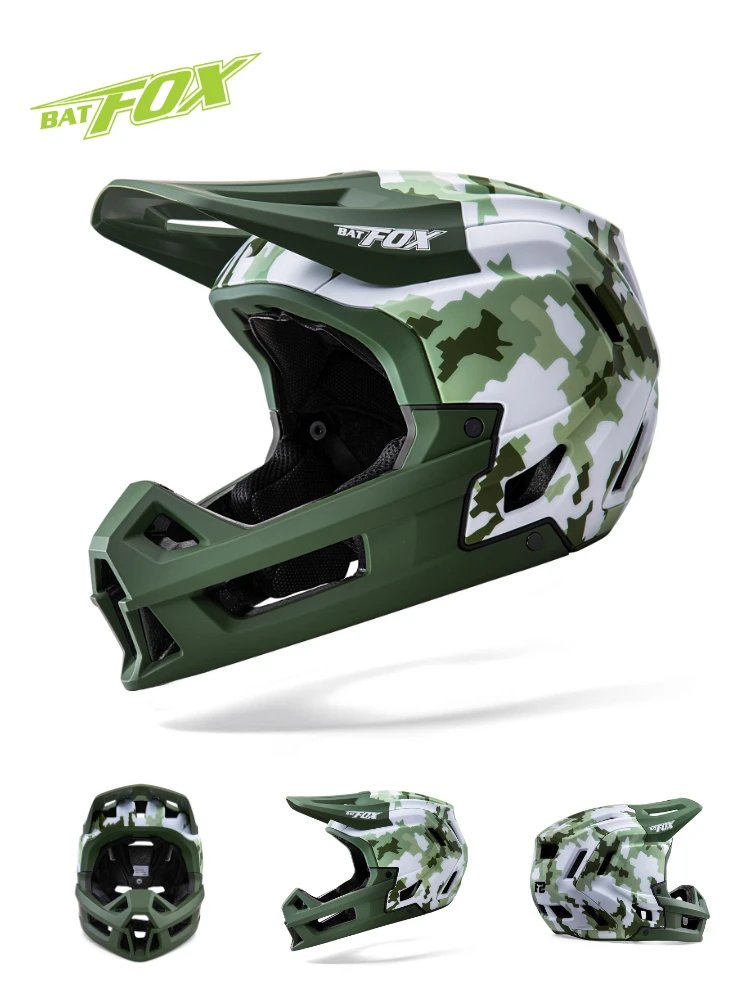 BATFOX Full Face Bike Helmet Off Road Speed Reduction Downhill Protect MTB Bicycle Helmet BMX Riding Racing Gear Cycling Helmets