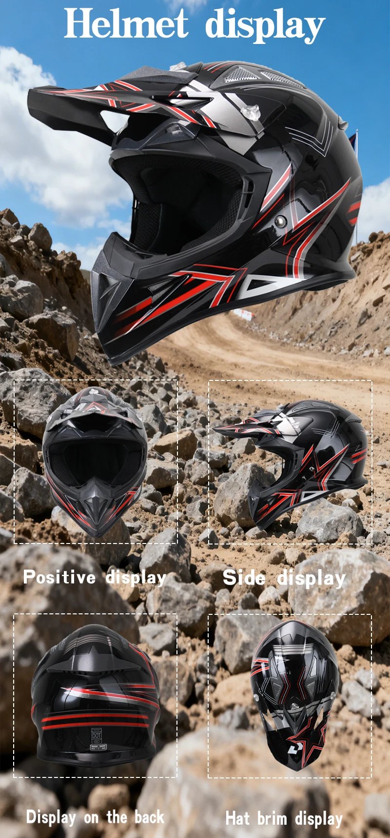 Uchoose High Quality Motorcycle Off Road Racing Helmet ATV Forest DH Mountain Bike Full Helmet DOT Approved Gift goggles