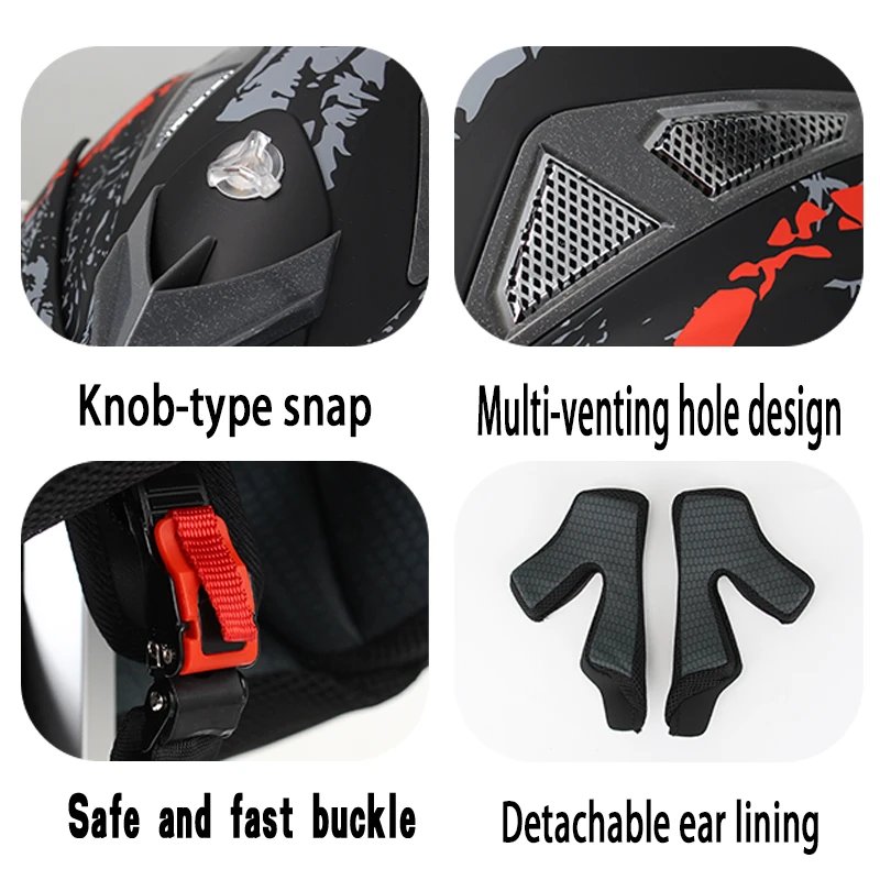 Uchoose High Quality Motorcycle Off Road Racing Helmet ATV Forest DH Mountain Bike Full Helmet DOT Approved Gift goggles