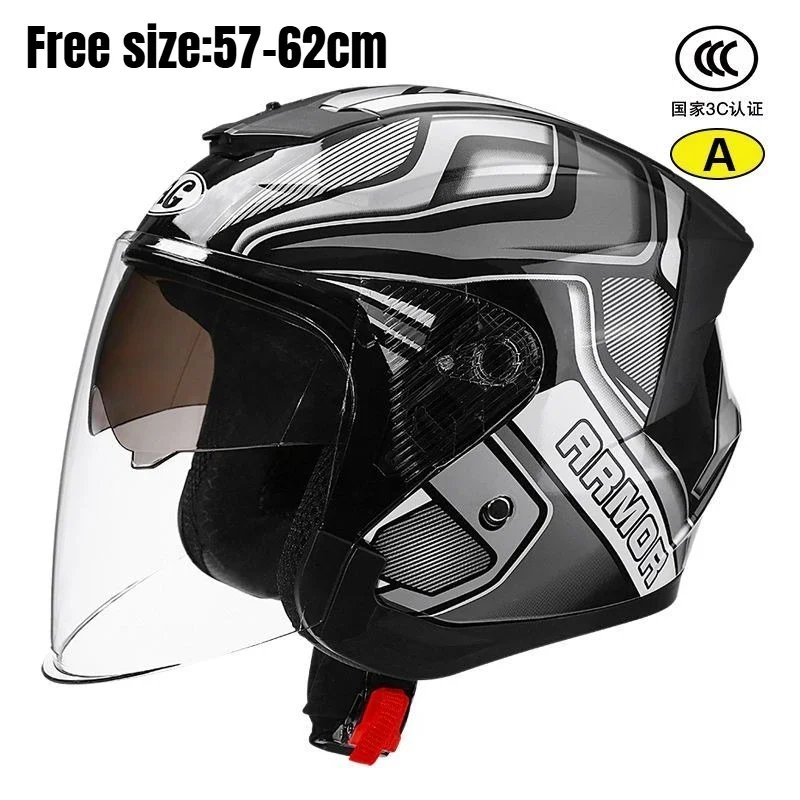 HOT Motorcycle Helmet Women's Open Face Lightweight Helmet Double Lens Men's Motorbike 3/4 Helme Electric Motorcycle Capacete