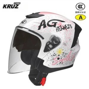 HOT Motorcycle Helmet Womenās Open Face Lightweight Helmet Double Lens Menās Motorbike 3/4 Helme Electric Motorcycle Capacete