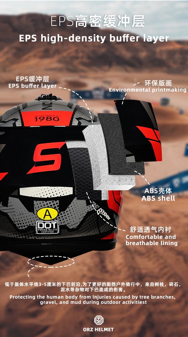 ORZ Adult Motocross Helmet MX Dirt Bike Helmet Lightweight Off Road ATV UTV Quad Motorcycle Cross Helmet for Men Women Youth