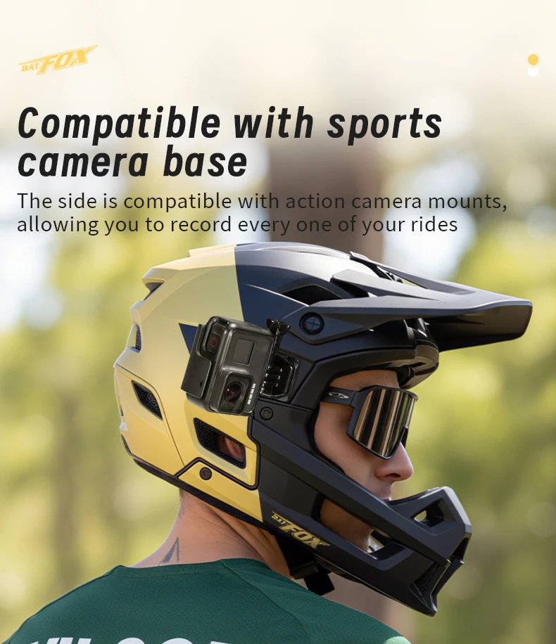 BATFOX Professional Full-Face Mountain Bike Helmet Cycling Helmet with Camera Mount and Goggles Unisex All-Terrain Bike Helmet BATFOX Professional Full-Face Mountain Bike Helmet Cycling Helmet with Camera Mount and Goggles Unisex All-Terrain Bike Helmet