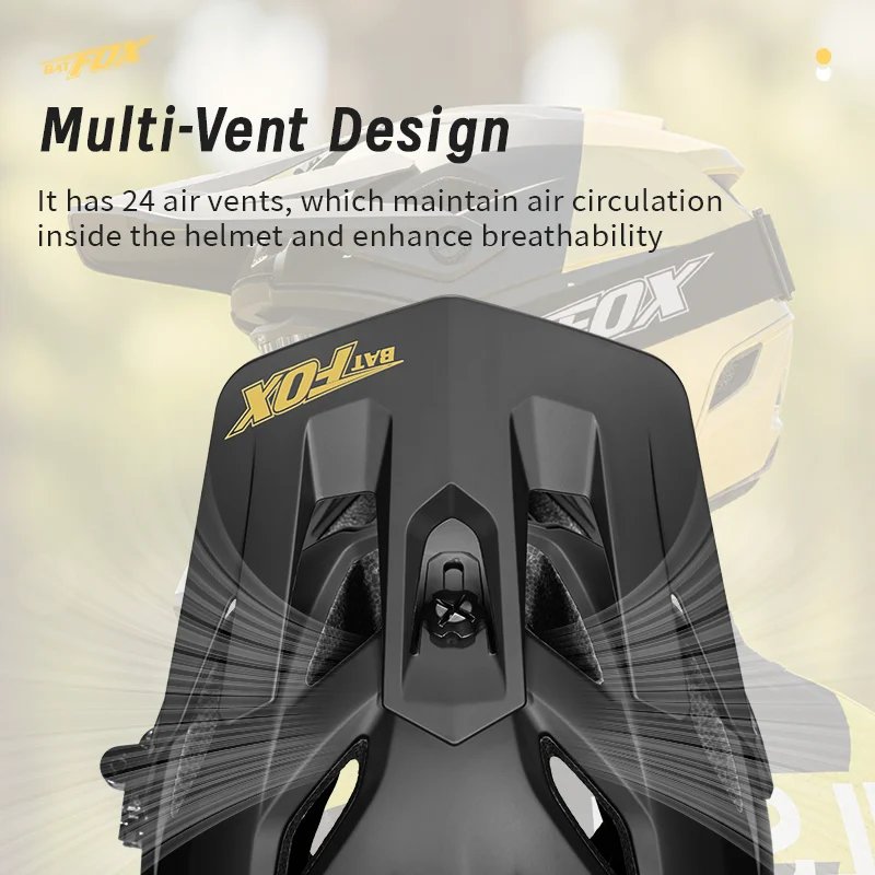 BATFOX Professional Full-Face Mountain Bike Helmet Cycling Helmet with Camera Mount and Goggles Unisex All-Terrain Bike Helmet
