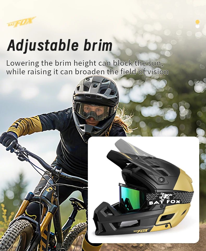 BATFOX Professional Full-Face Mountain Bike Helmet Cycling Helmet with Camera Mount and Goggles Unisex All-Terrain Bike Helmet BATFOX Professional Full-Face Mountain Bike Helmet Cycling Helmet with Camera Mount and Goggles Unisex All-Terrain Bike Helmet