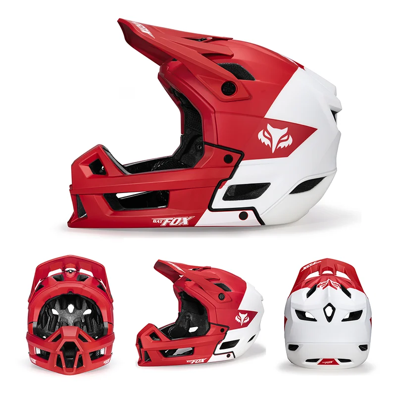 BATFOX Professional Full-Face Mountain Bike Helmet Cycling Helmet with Camera Mount and Goggles Unisex All-Terrain Bike Helmet BATFOX Professional Full-Face Mountain Bike Helmet Cycling Helmet with Camera Mount and Goggles Unisex All-Terrain Bike Helmet
