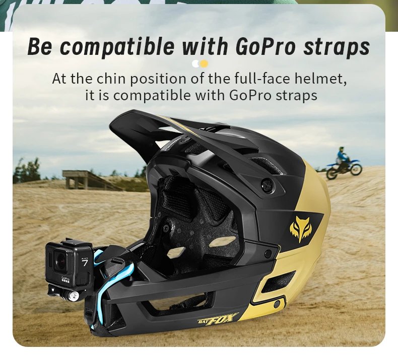 BATFOX Professional Full-Face Mountain Bike Helmet Cycling Helmet with Camera Mount and Goggles Unisex All-Terrain Bike Helmet BATFOX Professional Full-Face Mountain Bike Helmet Cycling Helmet with Camera Mount and Goggles Unisex All-Terrain Bike Helmet
