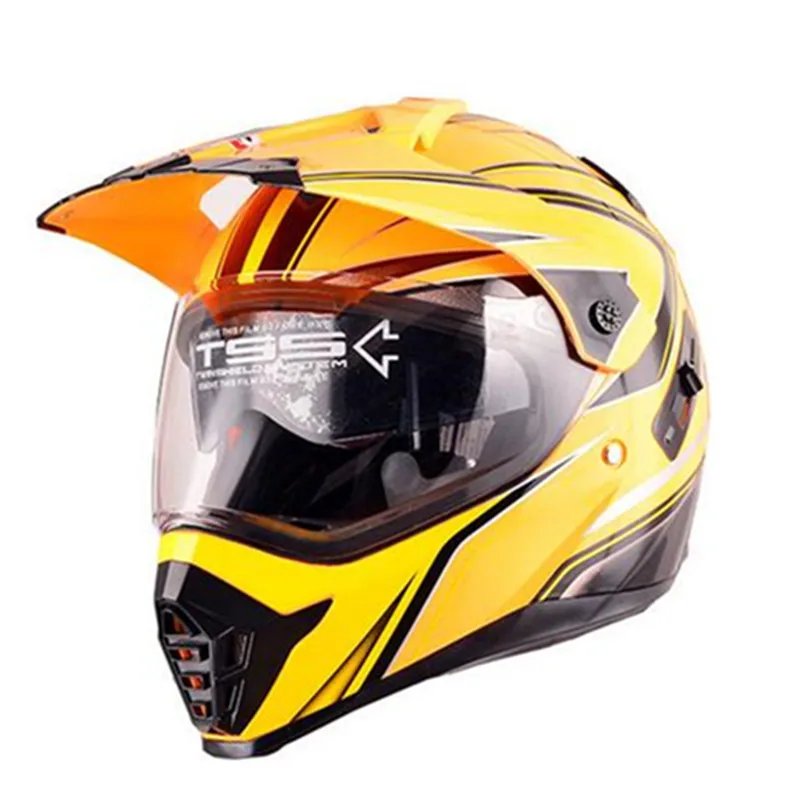 ECE DOT Men's Full Face Motocross Helmet Dual Visor Off Road Dirt Bike Racing Casco de Motocross Shockproof Wearproof Durable