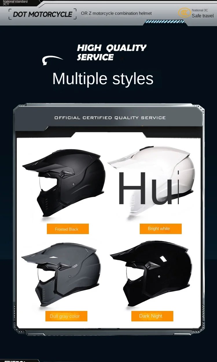 DOT modular multifunctional combination motorcycle helmet Black Warrior retro style full face helmet personalized helmet