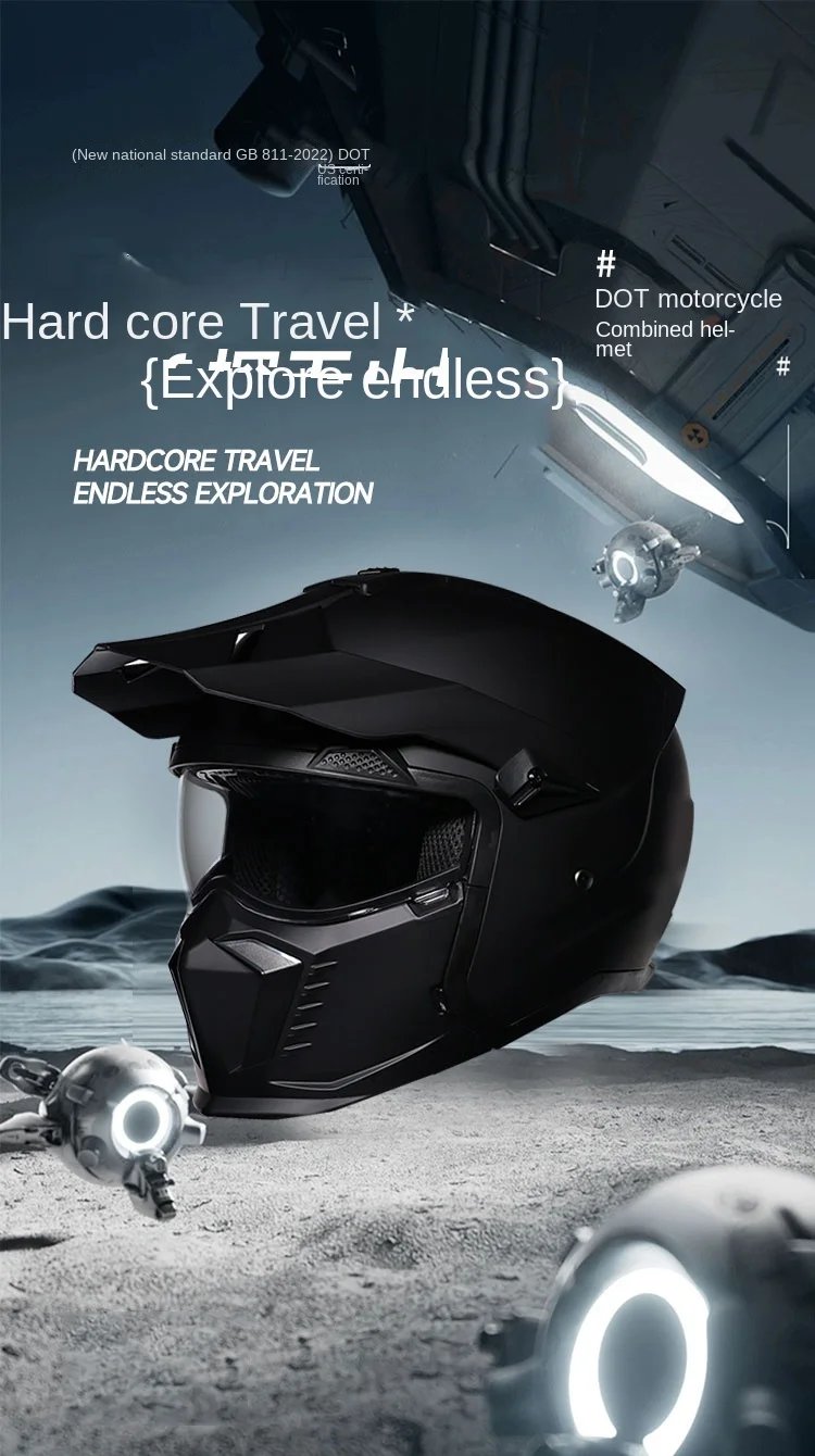 DOT modular multifunctional combination motorcycle helmet Black Warrior retro style full face helmet personalized helmet