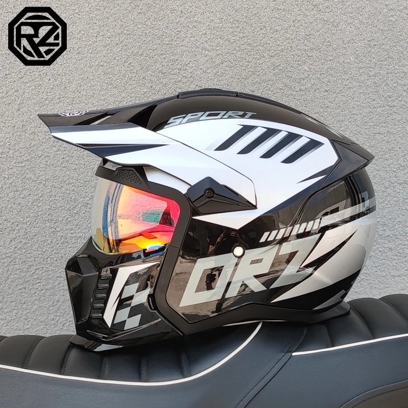 DOT modular multifunctional combination motorcycle helmet Black Warrior retro style full face helmet personalized helmet