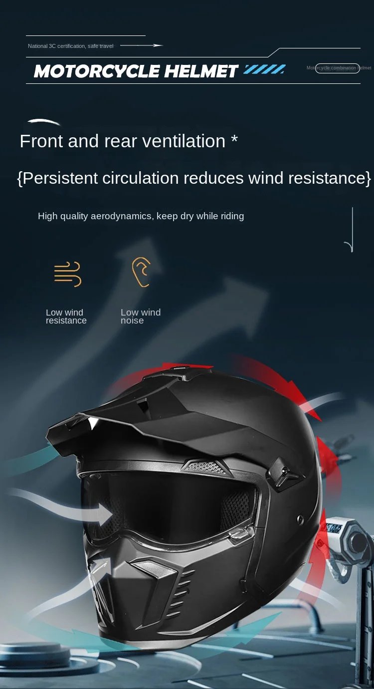 DOT modular multifunctional combination motorcycle helmet Black Warrior retro style full face helmet personalized helmet