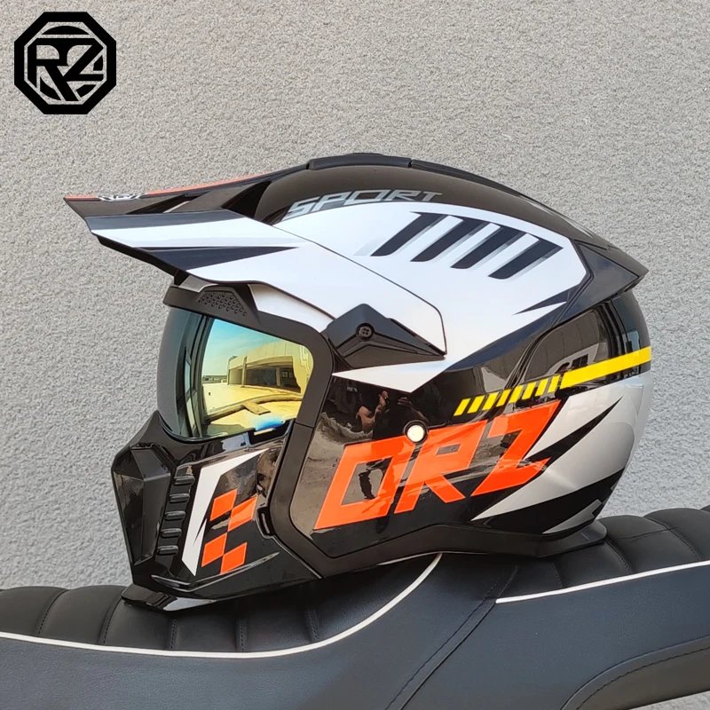 DOT modular multifunctional combination motorcycle helmet Black Warrior retro style full face helmet personalized helmet