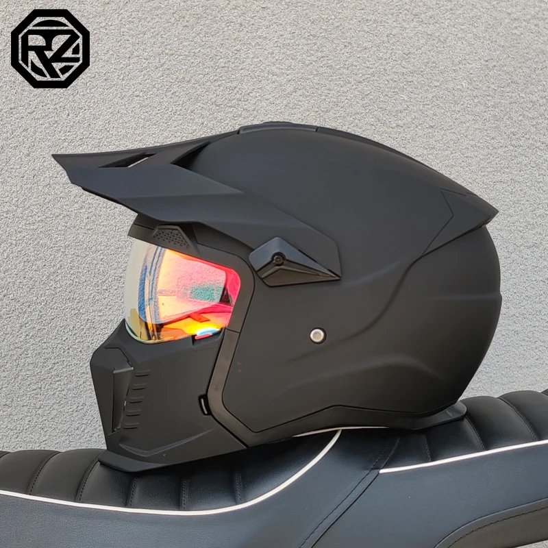 DOT modular multifunctional combination motorcycle helmet Black Warrior retro style full face helmet personalized helmet
