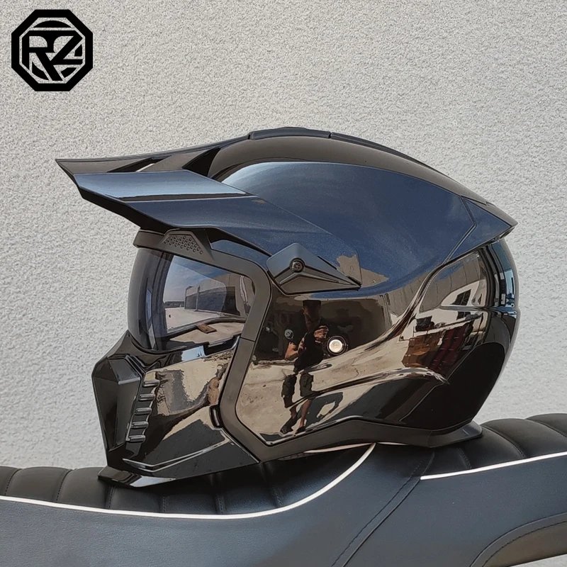 DOT modular multifunctional combination motorcycle helmet Black Warrior retro style full face helmet personalized helmet