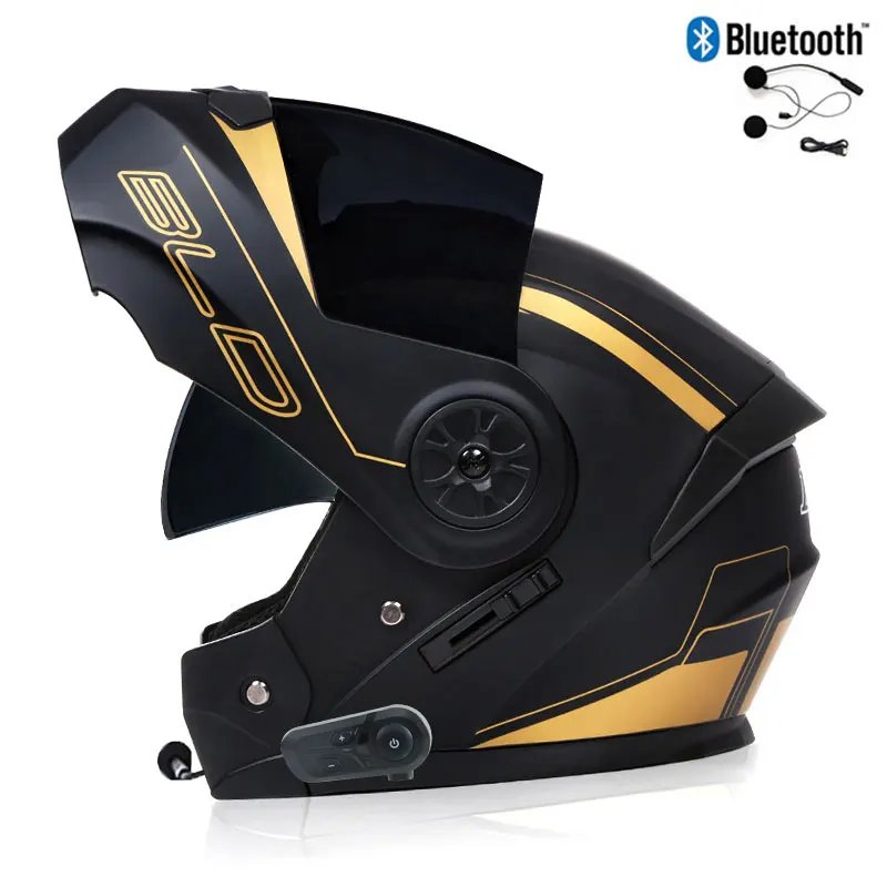 Bluetooth Modular Dual Lens Motorcycle Safety Downhill Flip Up Helmets Men Women Motocross Racing Full Face Casco Moto DOT
