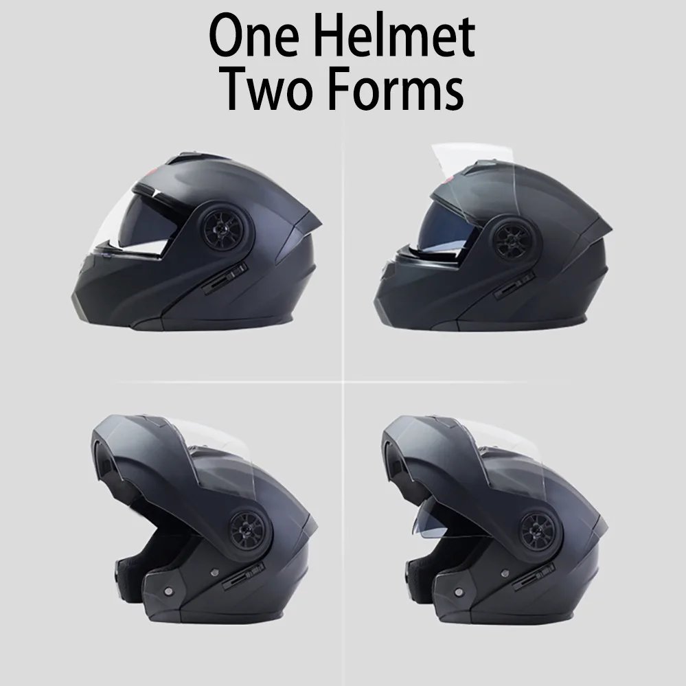 Bluetooth Modular Dual Lens Motorcycle Safety Downhill Flip Up Helmets Men Women Motocross Racing Full Face Casco Moto DOT