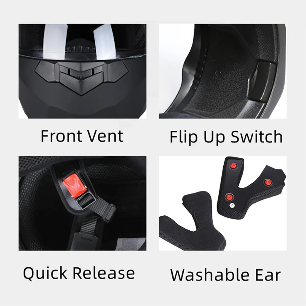 Bluetooth Modular Dual Lens Motorcycle Safety Downhill Flip Up Helmets Men Women Motocross Racing Full Face Casco Moto DOT
