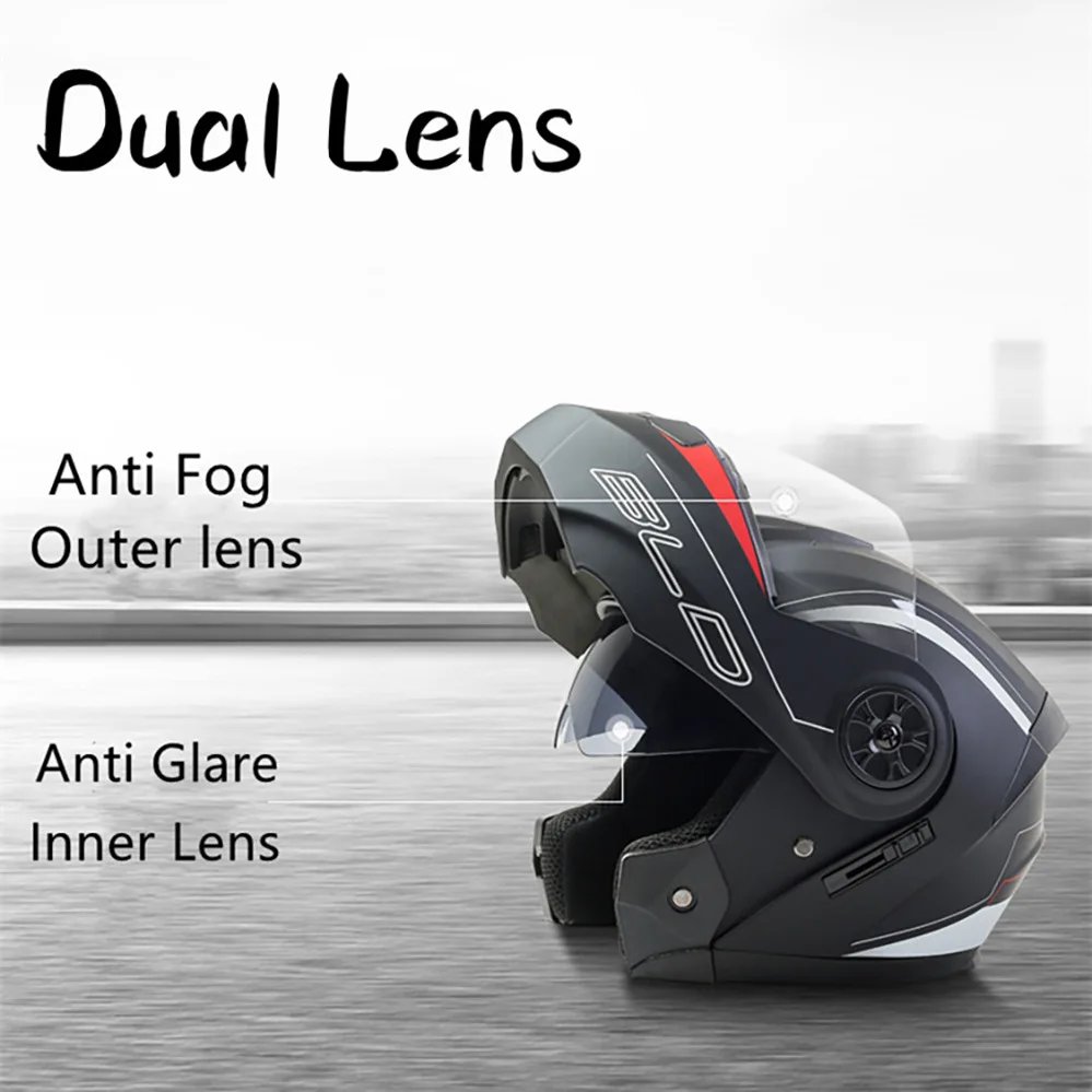 Bluetooth Modular Dual Lens Motorcycle Safety Downhill Flip Up Helmets Men Women Motocross Racing Full Face Casco Moto DOT