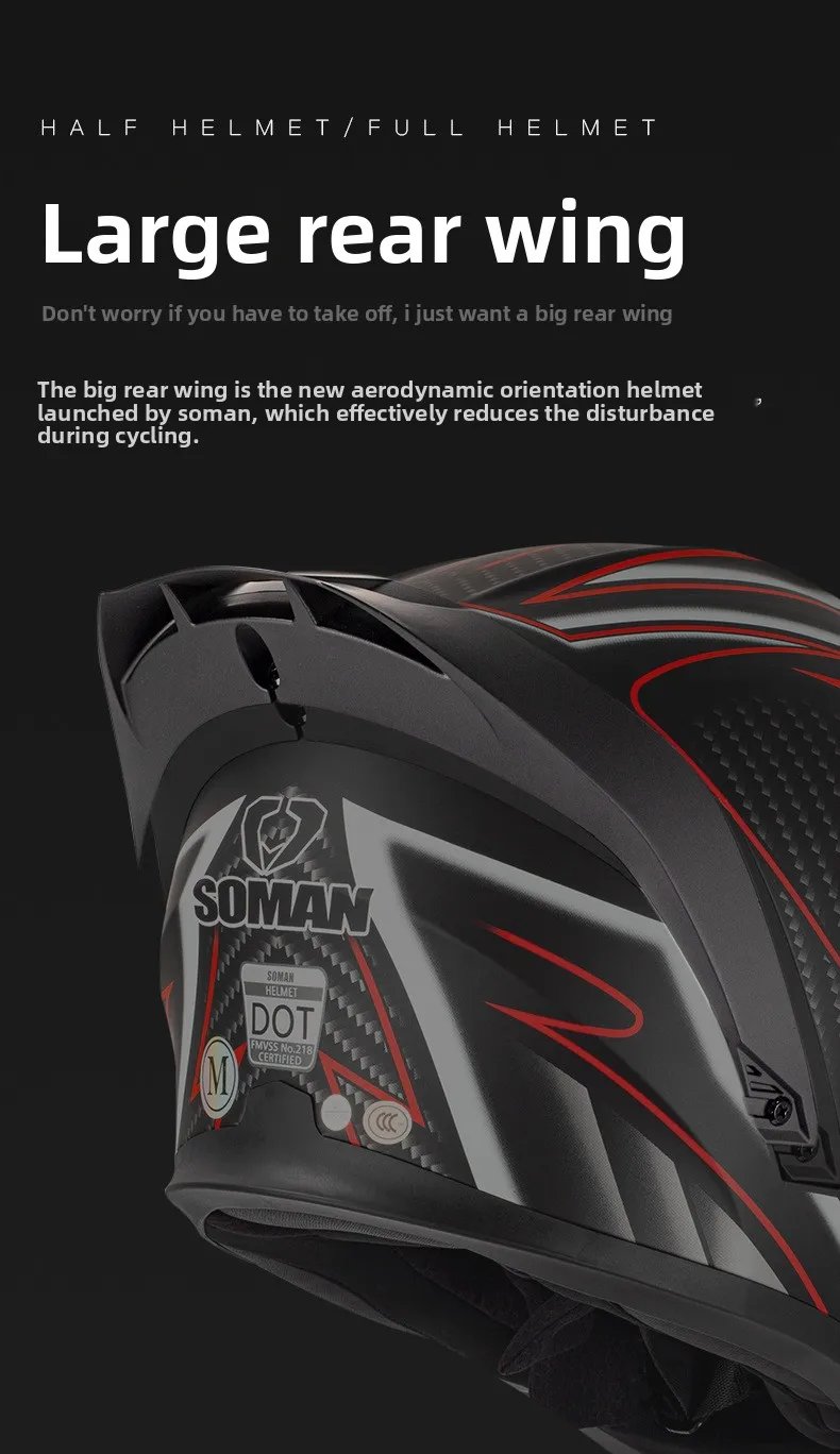 SOMAN SM955-S Motorcycle Bluetooth Helmet Male and Female Double Lens Peeling Helmet High Definition Bluetooth Headset Bluetooth