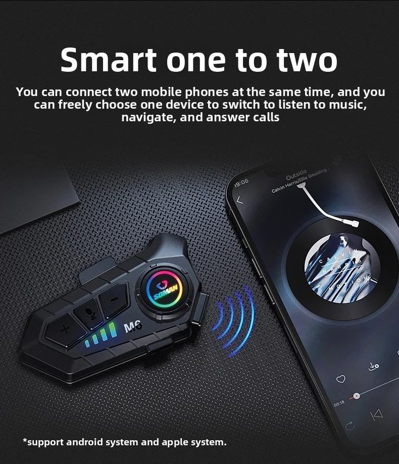 SOMAN SM955-S Motorcycle Bluetooth Helmet Male and Female Double Lens Peeling Helmet High Definition Bluetooth Headset Bluetooth
