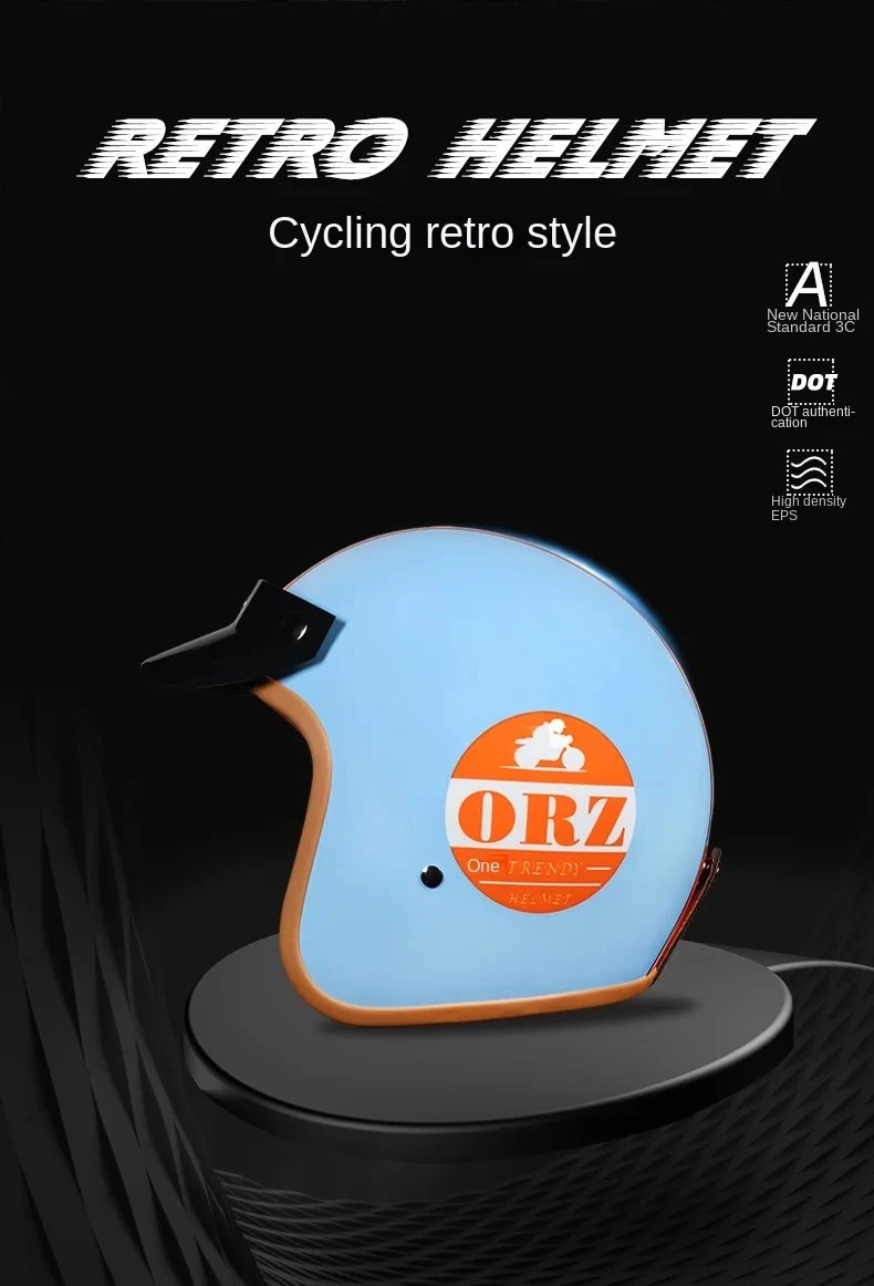 Retro semi-open motorcycle helmet cross-country motorcycle accessories motorcycle helmet 3/4 retro helmet in winter Retro semi-open motorcycle helmet cross-country motorcycle accessories motorcycle helmet 3/4 retro helmet in winter