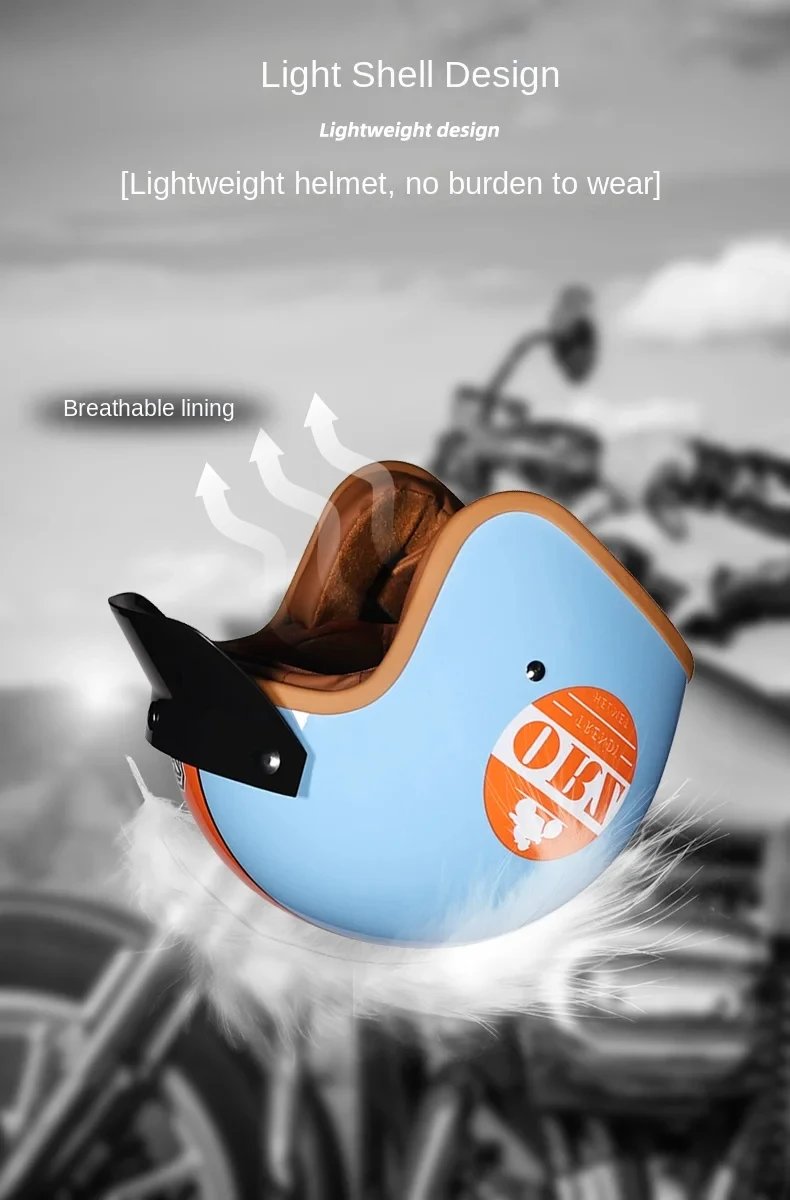 Retro semi-open motorcycle helmet cross-country motorcycle accessories motorcycle helmet 3/4 retro helmet in winter Retro semi-open motorcycle helmet cross-country motorcycle accessories motorcycle helmet 3/4 retro helmet in winter