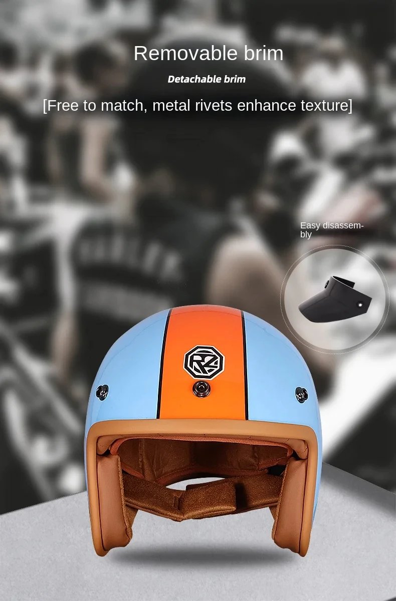 Retro semi-open motorcycle helmet cross-country motorcycle accessories motorcycle helmet 3/4 retro helmet in winter Retro semi-open motorcycle helmet cross-country motorcycle accessories motorcycle helmet 3/4 retro helmet in winter