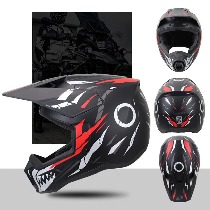 Motorcycle off-road helmet fully covered electric vehicle pulling full helmet mountain downhill all season Gift Off-road goggles