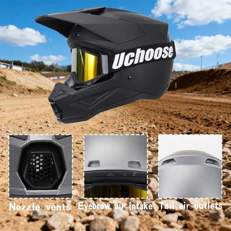 Motorcycle off-road helmet fully covered electric vehicle pulling full helmet mountain downhill all season Gift Off-road goggles