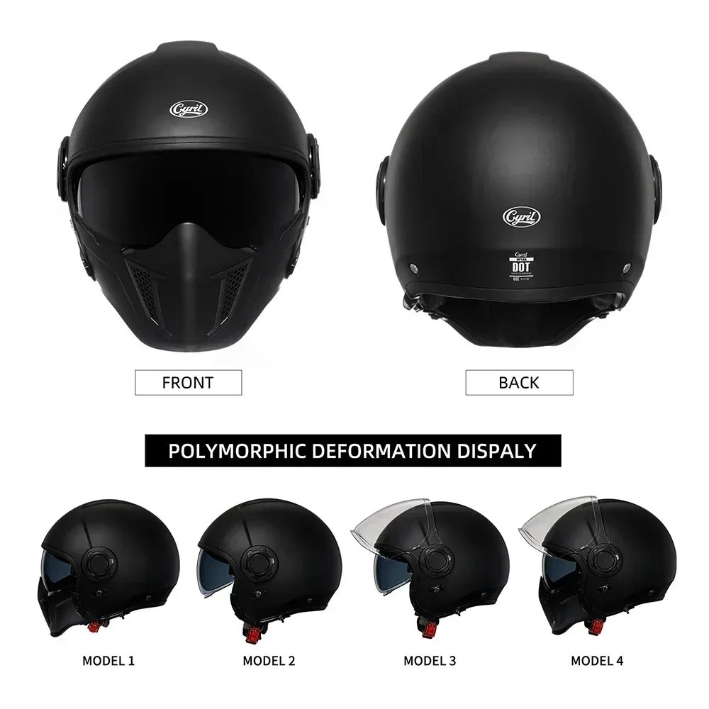 Modular Motorcycle Helmet Full Face Open Face Helmet Men Helmets DOT ECE APPROVED CYRIL OP12A Capacete De Moto Masculino