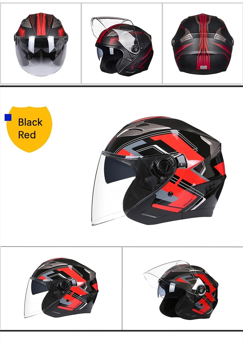 men's Motorcycle helmets casque de moto DOT Approved Open face Double lens helmet Vintage casques man 3/4 casco Removable lining