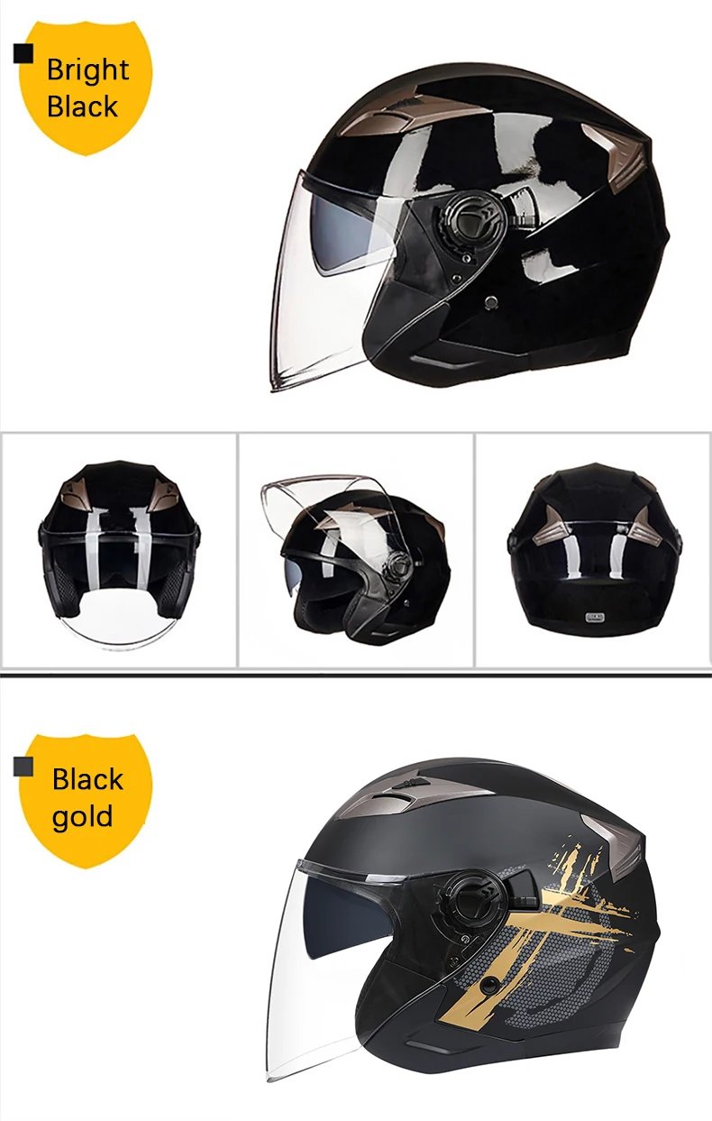 men's Motorcycle helmets casque de moto DOT Approved Open face Double lens helmet Vintage casques man 3/4 casco Removable lining