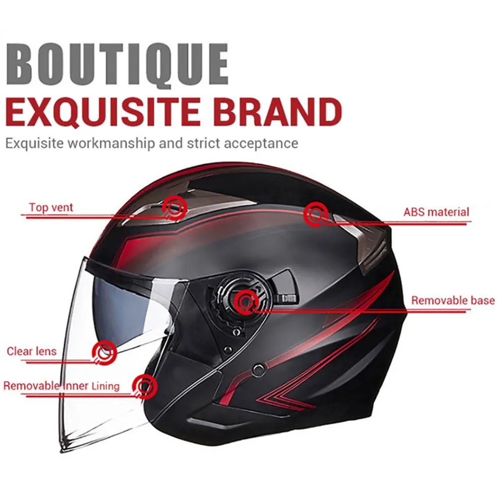 men's Motorcycle helmets casque de moto DOT Approved Open face Double lens helmet Vintage casques man 3/4 casco Removable lining
