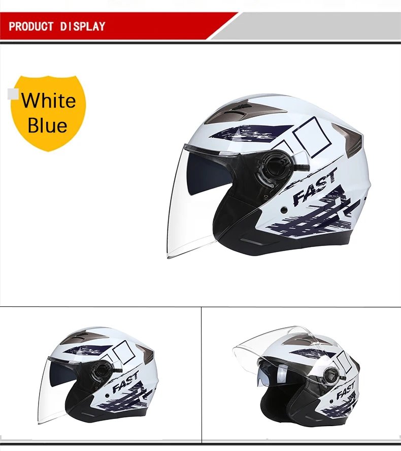 men's Motorcycle helmets casque de moto DOT Approved Open face Double lens helmet Vintage casques man 3/4 casco Removable lining