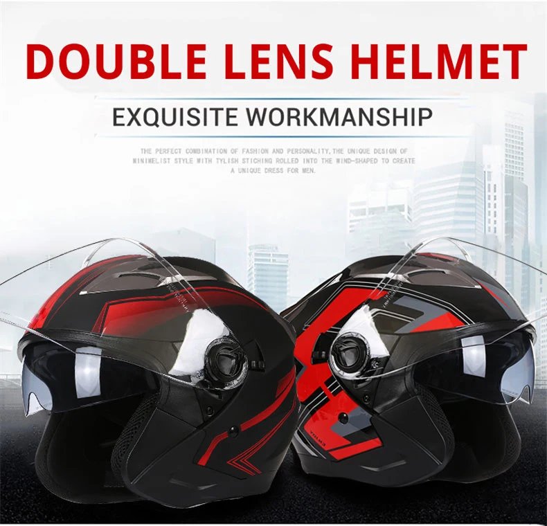 men's Motorcycle helmets casque de moto DOT Approved Open face Double lens helmet Vintage casques man 3/4 casco Removable lining