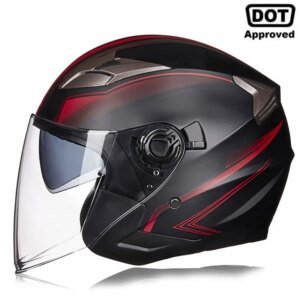 menās Motorcycle helmets casque de moto DOT Approved Open face Double lens helmet Vintage casques man 3/4 casco Removable lining