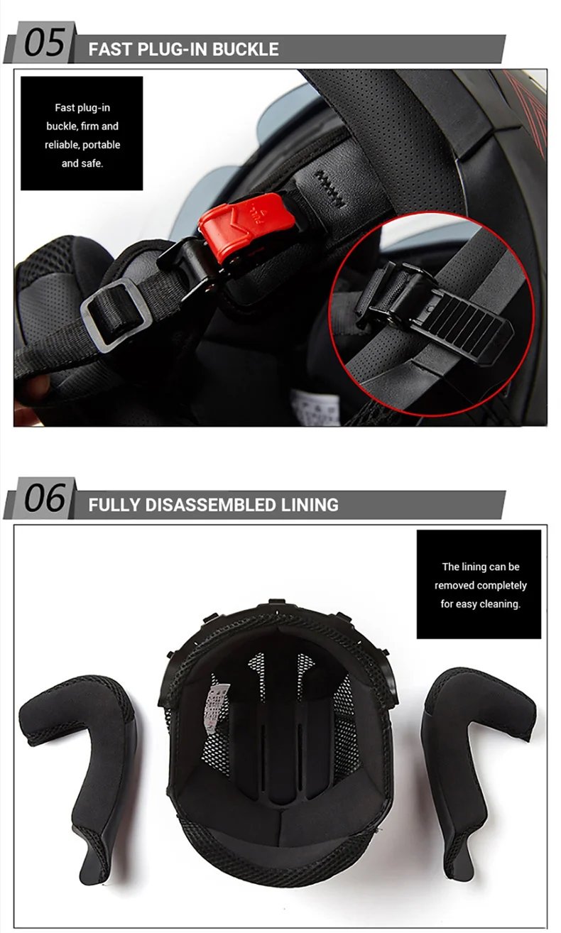 men's Motorcycle helmets casque de moto DOT Approved Open face Double lens helmet Vintage casques man 3/4 casco Removable lining