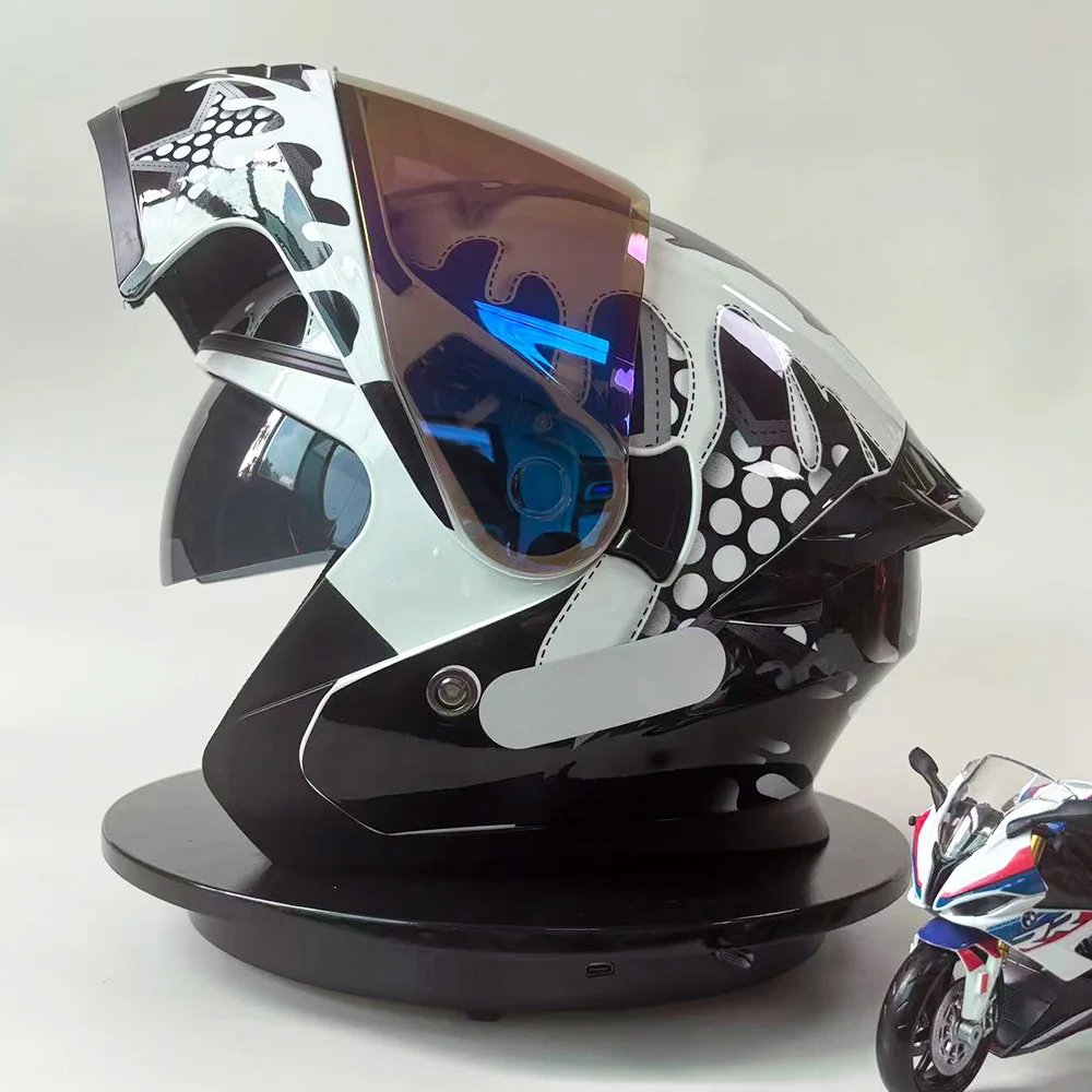 New Dual Lens Motorcycle Full Face Helmet Unisex Four Seasons Universal Motorcycle Scooter Removal Face Shield Helmet New Dual Lens Motorcycle Full Face Helmet Unisex Four Seasons Universal Motorcycle Scooter Removal Face Shield Helmet