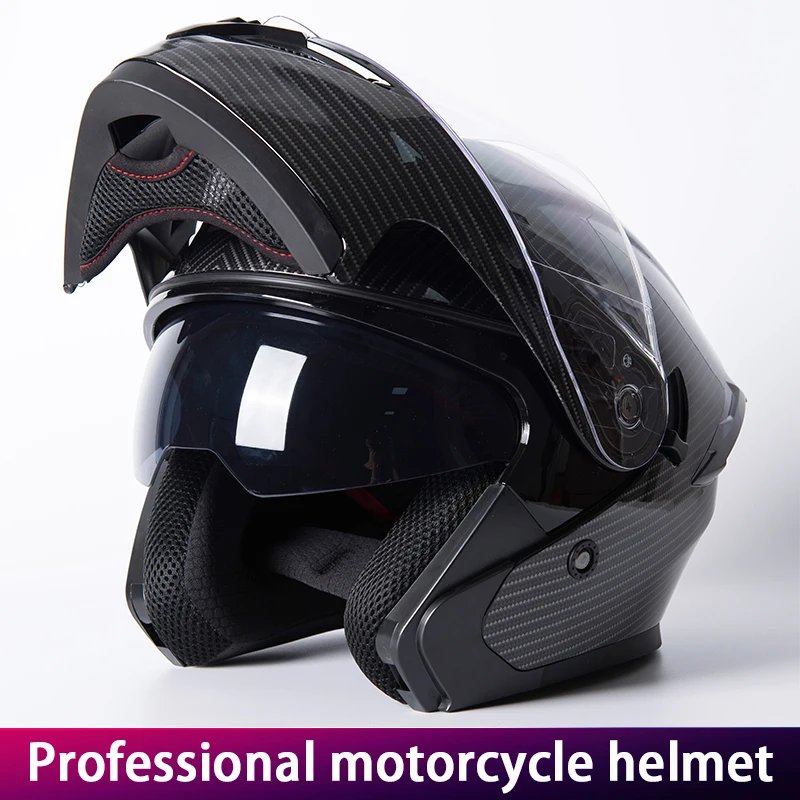 New Dual Lens Motorcycle Full Face Helmet Unisex Four Seasons Universal Motorcycle Scooter Removal Face Shield Helmet