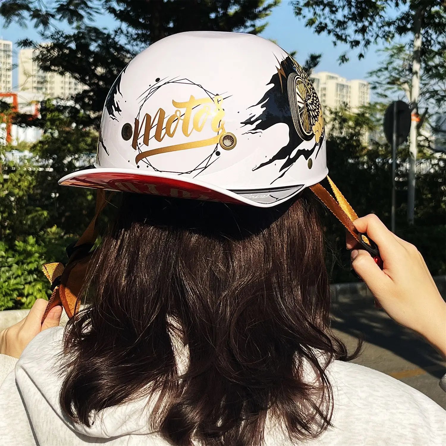 Hot Motorcycle Helmet Electric Vehicle Riding Locomotive for Harley Retro Half Helmet Four Seasons Universal Helmet