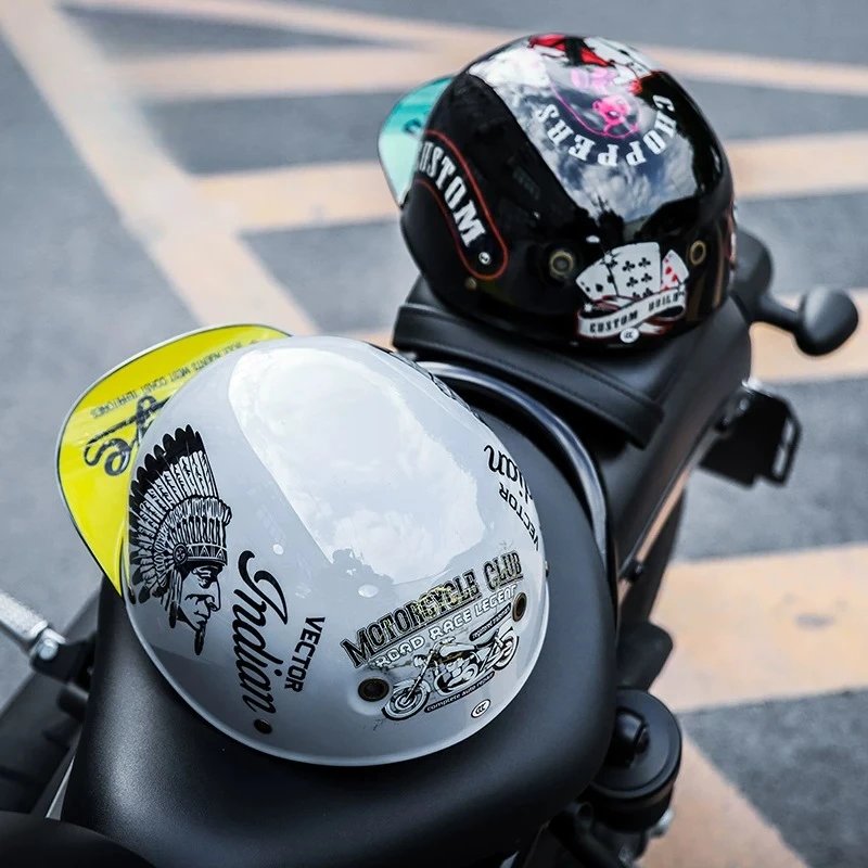 Hot Motorcycle Helmet Electric Vehicle Riding Locomotive for Harley Retro Half Helmet Four Seasons Universal Helmet