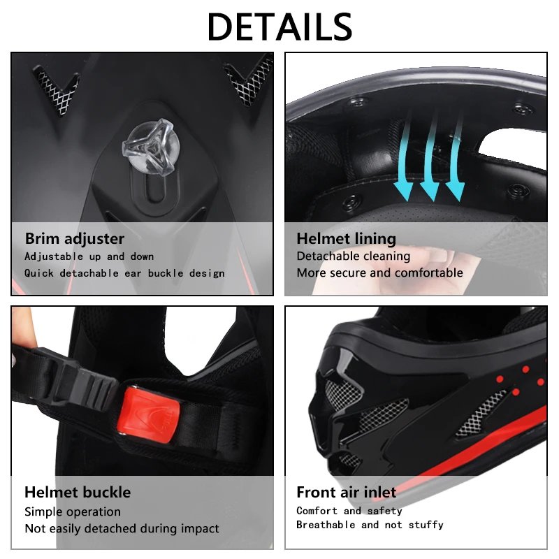 UCHOOSE Motorcycle Helmet Professional Motocross Off Road Helm Children Off-road Gift Goggle