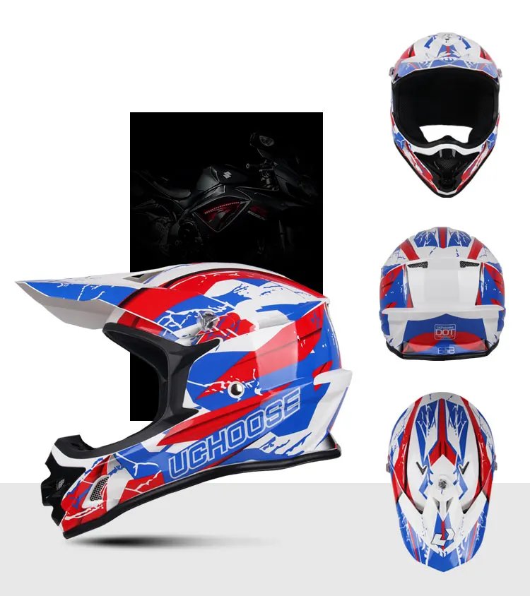 UCHOOSE Motorcycle Helmet Professional Motocross Off Road Helm Children Off-road Gift Goggle UCHOOSE Motorcycle Helmet Professional Motocross Off Road Helm Children Off-road Gift Goggle