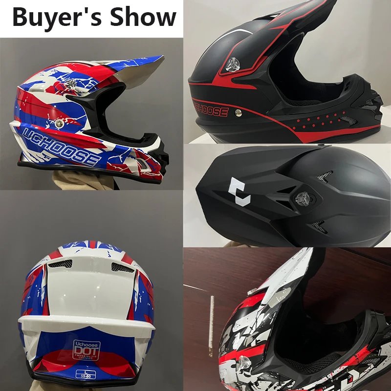 UCHOOSE Motorcycle Helmet Professional Motocross Off Road Helm Children Off-road Gift Goggle